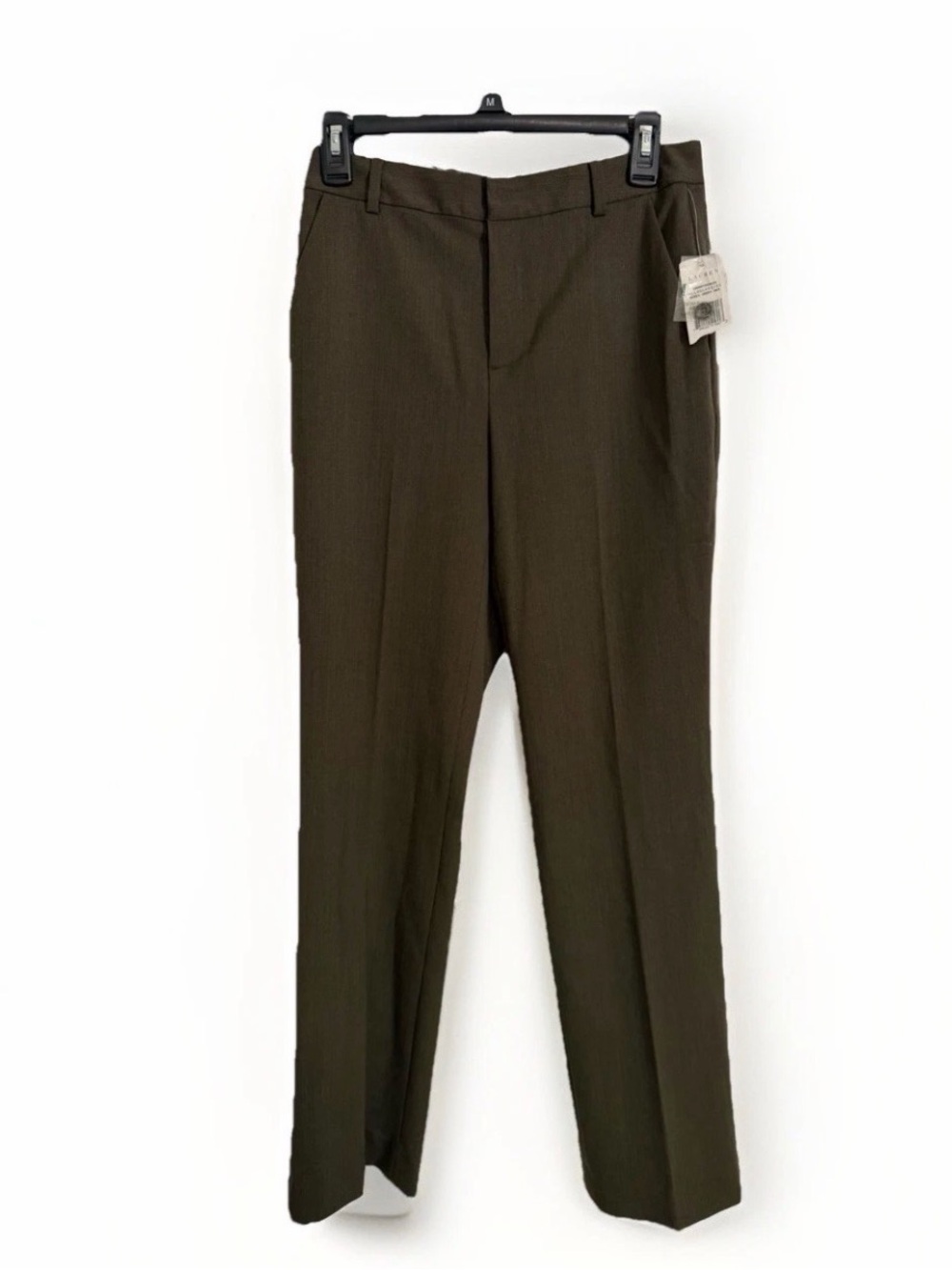 NWT Lauren Ralph Lauren Wool Flat Front Pants Women’s Size 2 Olive Green